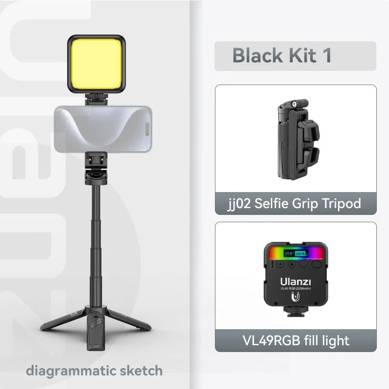 Skuggor Bluetooth Selfie Stick Tripod With 4-Section Telescoping Rotating Handle For Stable Shots