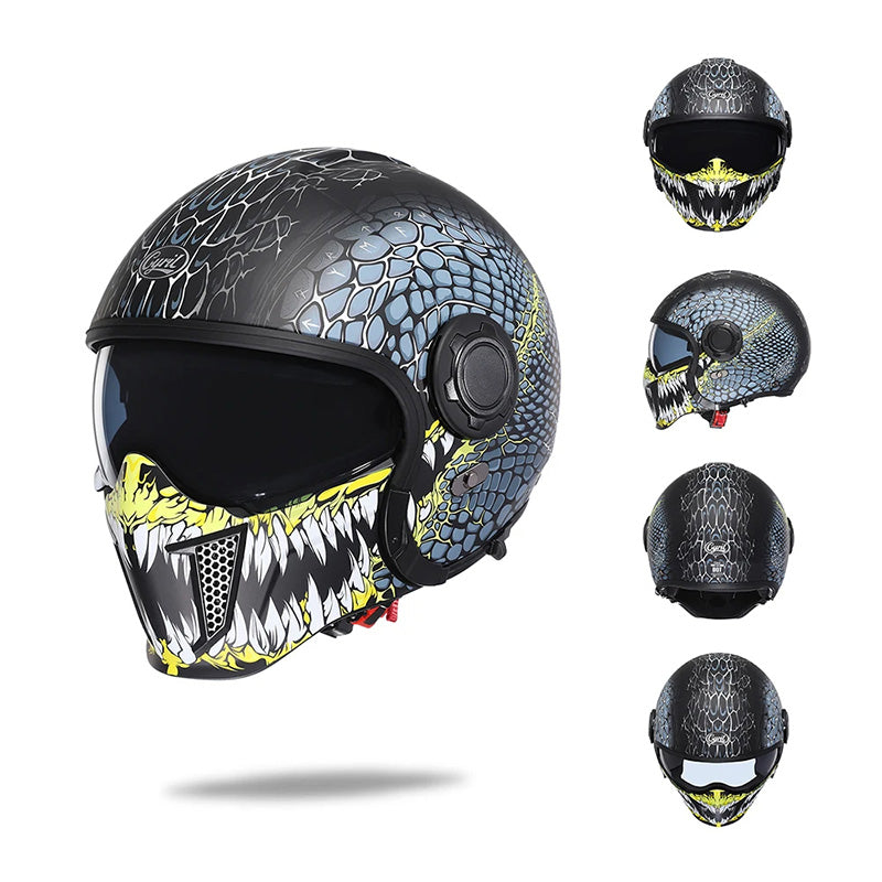 Skuggor Retro Modular Motorcycle Helmet Twin Lens DOT ECE