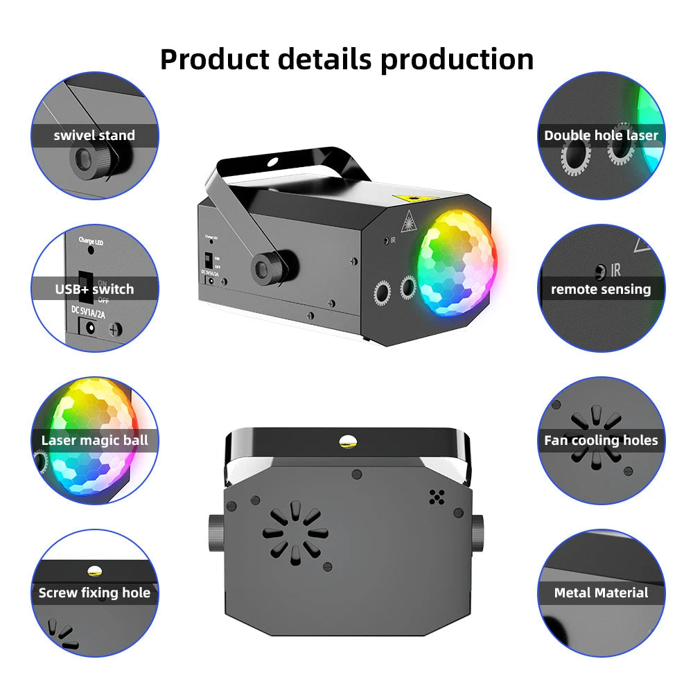 Skuggor Two In One Laser Disco Light Sound Activated Strobe With Remote Control
