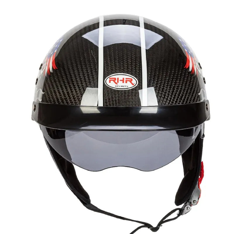 Skuggor NovaWeave CarbonLine Retro Half-Face Helmet DOT and ECE Approved