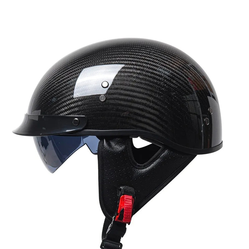 Skuggor NovaWeave CarbonLine Retro Half-Face Helmet DOT and ECE Approved