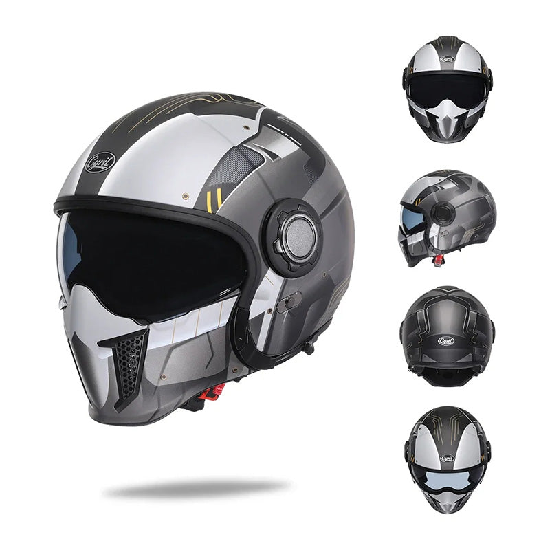 Skuggor Retro Modular Motorcycle Helmet Twin Lens DOT ECE