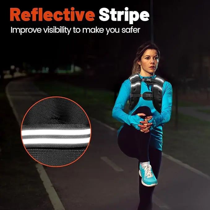 Skuggor Adjustable Weighted Vest With Reflective Stripes For Training Workouts