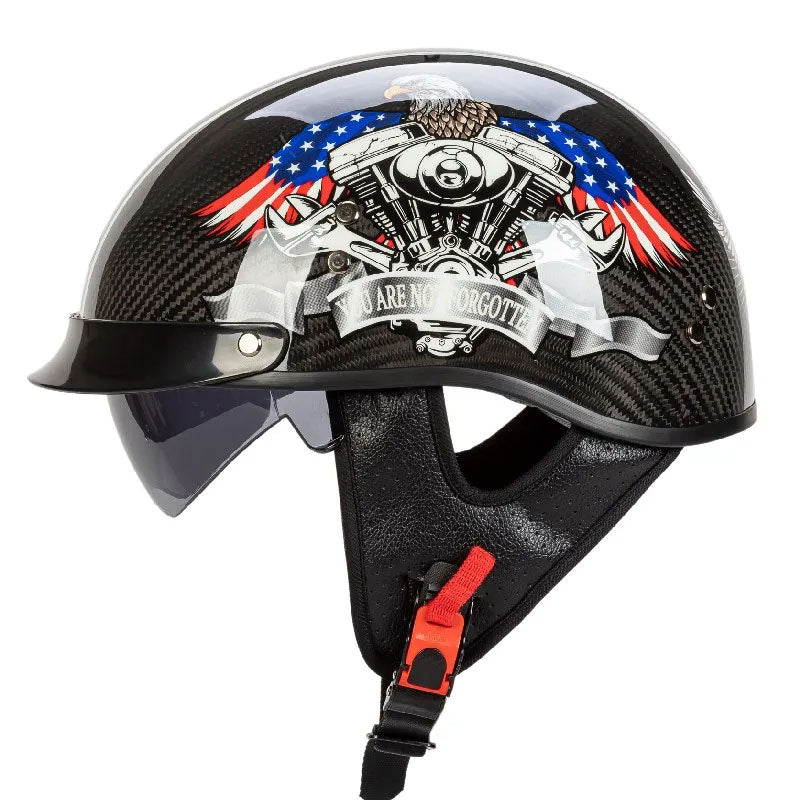 Skuggor NovaWeave CarbonLine Retro Half-Face Helmet DOT and ECE Approved
