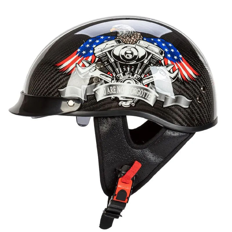 Skuggor NovaWeave CarbonLine Retro Half-Face Helmet DOT and ECE Approved