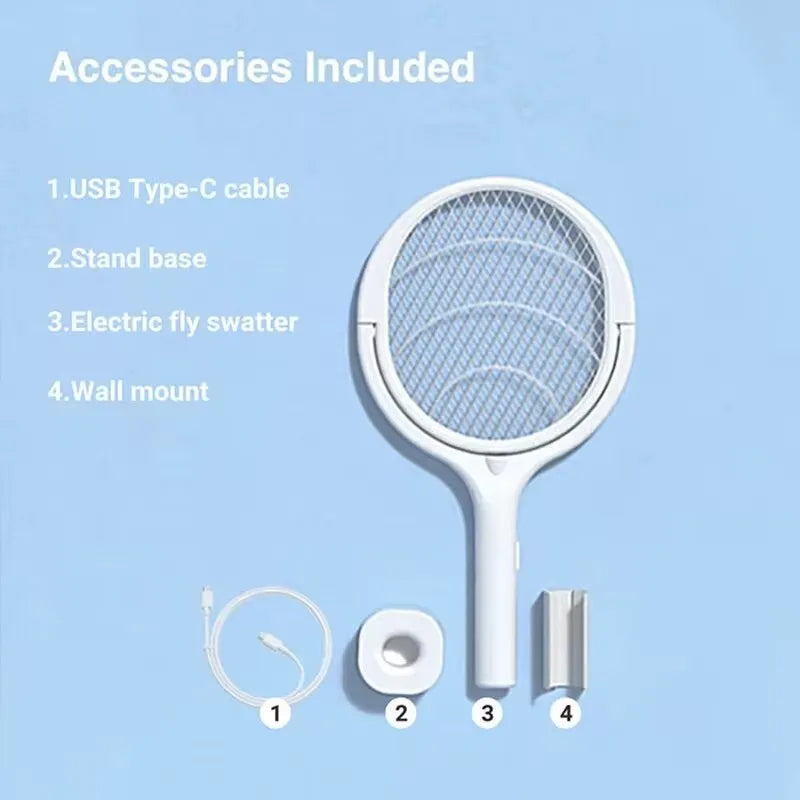 Skuggor USB Rechargeable Electric Insect Killer Racket, Lightweight And Safe