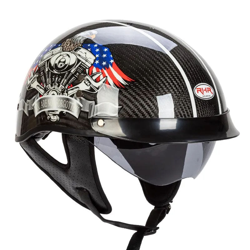 Skuggor NovaWeave CarbonLine Retro Half-Face Helmet DOT and ECE Approved