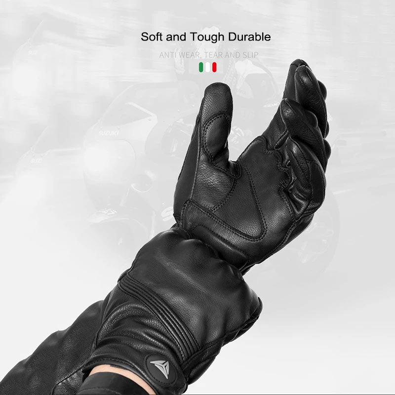 VeloGuard Leather Motorcycle Gloves, Touchscreen Compatible, Warm and Durable | Skuggor