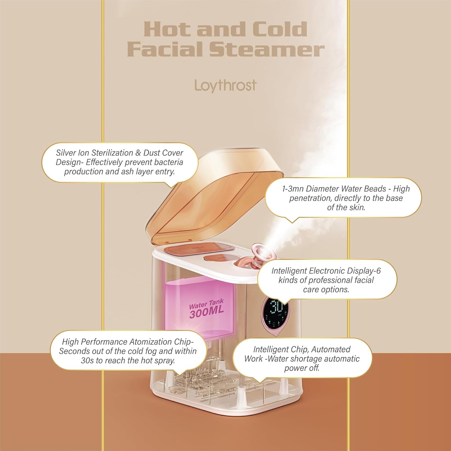 Skuggor Nova 6-in-1 Ionic Facial Steamer for Deep Skin Cleansing