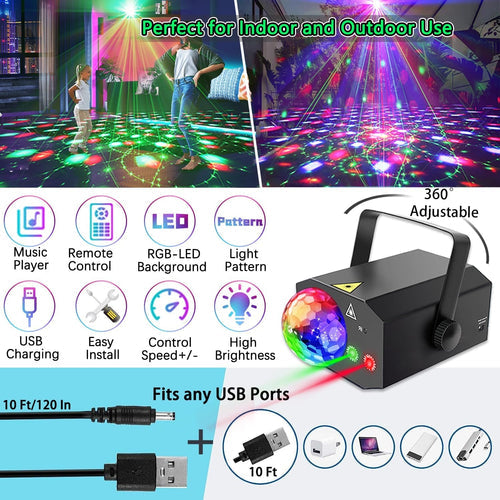 Skuggor Two In One Laser Disco Light Sound Activated Strobe With Remote Control