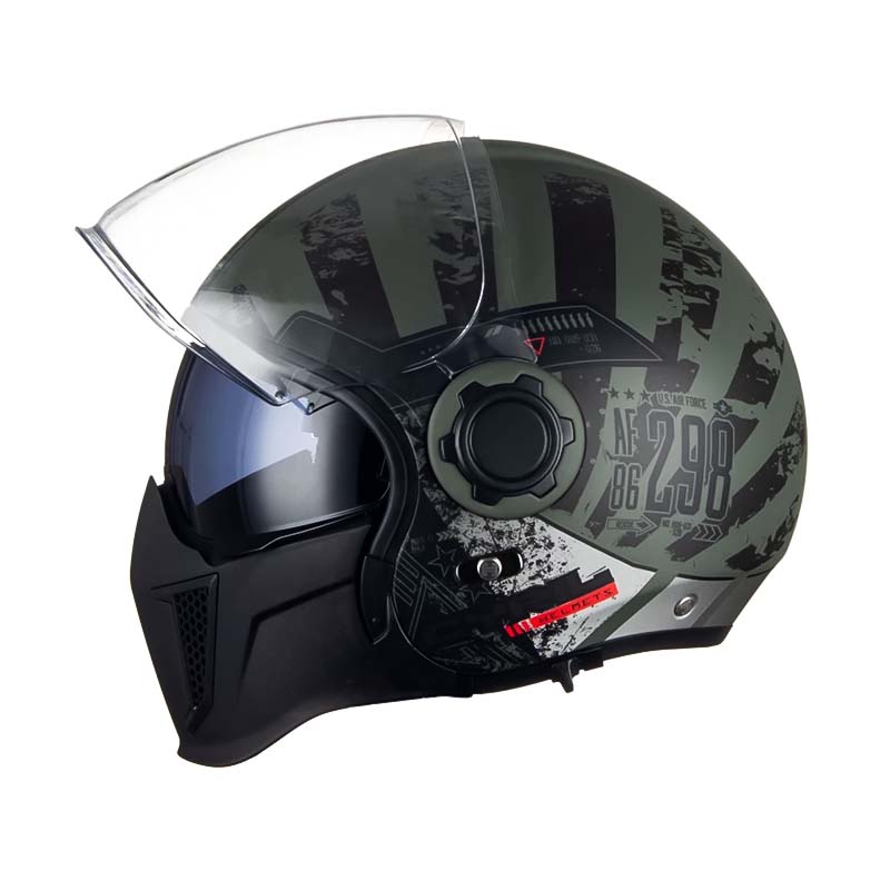 Skuggor Retro Modular Motorcycle Helmet Twin Lens DOT ECE