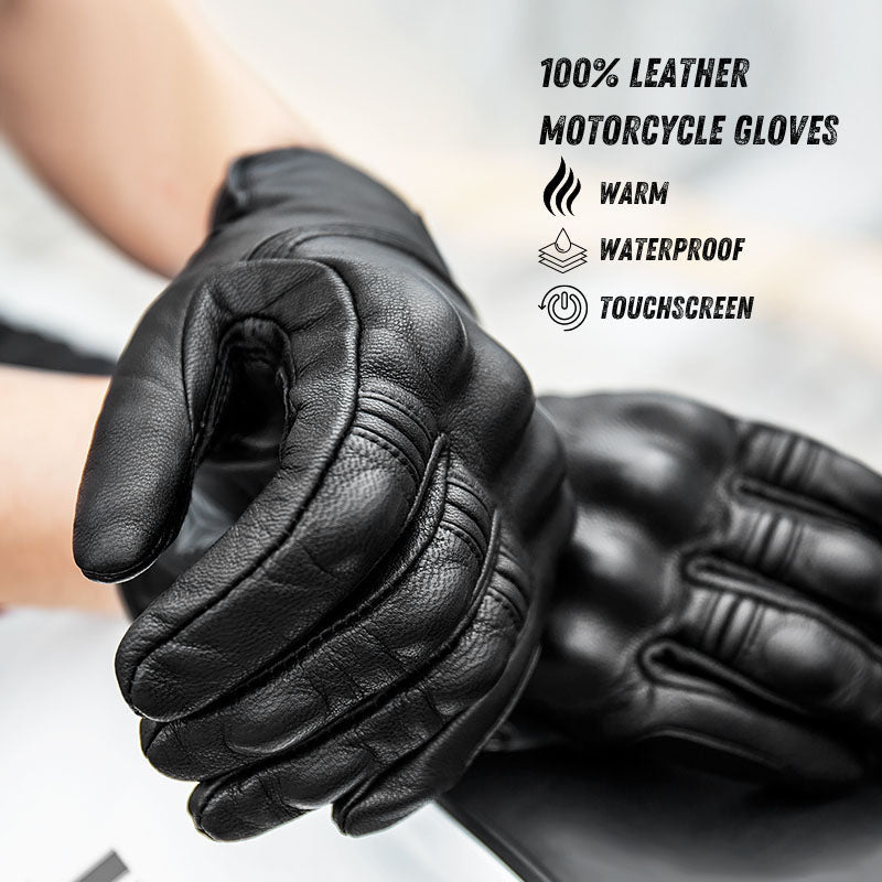 VeloGuard Leather Motorcycle Gloves, Touchscreen Compatible, Warm and Durable | Skuggor