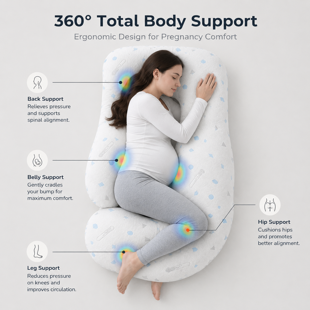 G-Shaped Pregnancy Pillow for Side Sleeping