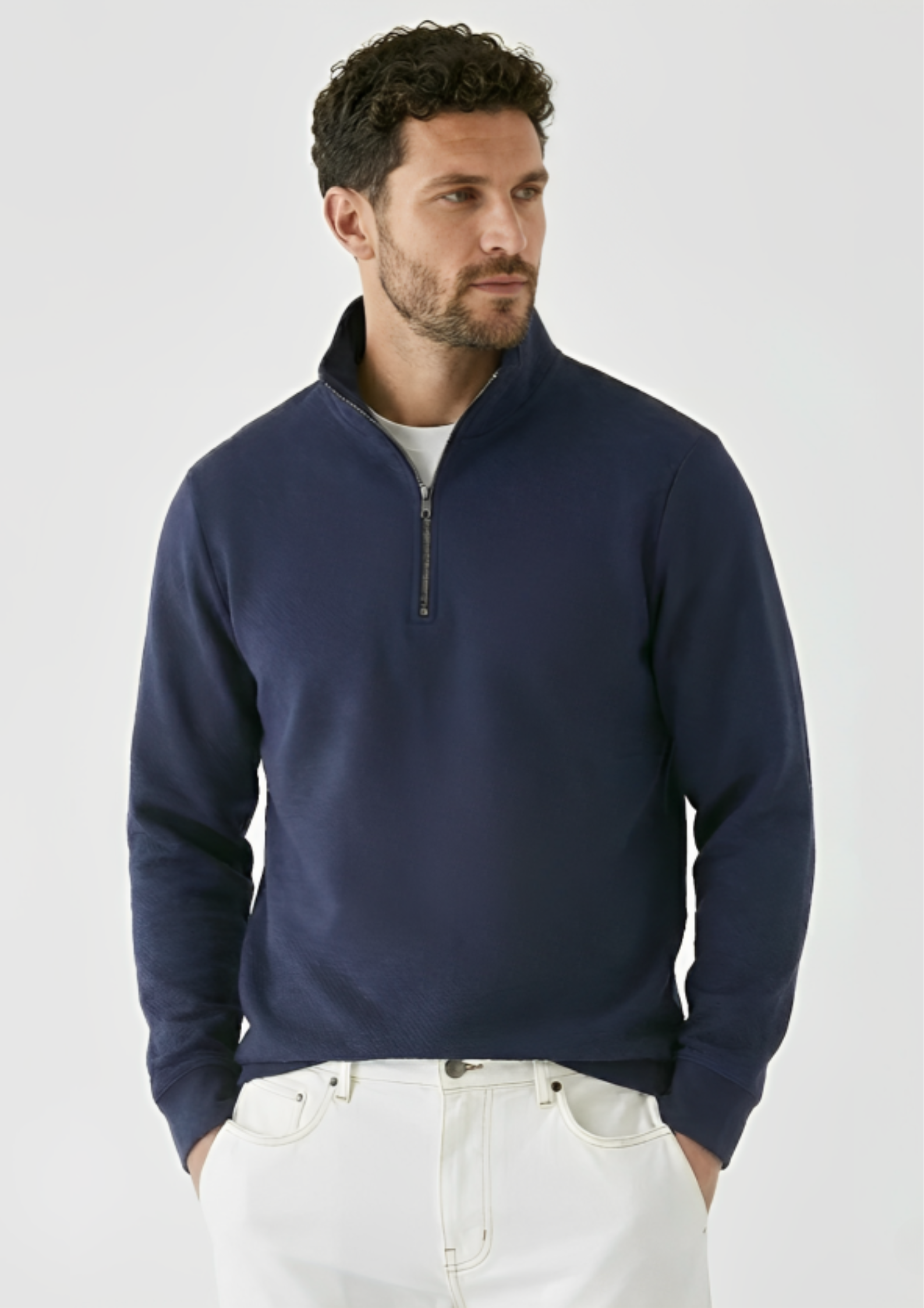 Air Layer Half-Zip Stand Collar Sweatshirt