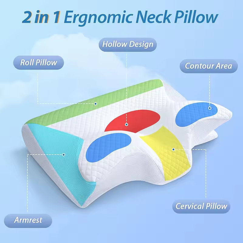 Skuggor Dual Function Memory Foam Cervical Pillow for Adjustable Orthopedic Neck Support