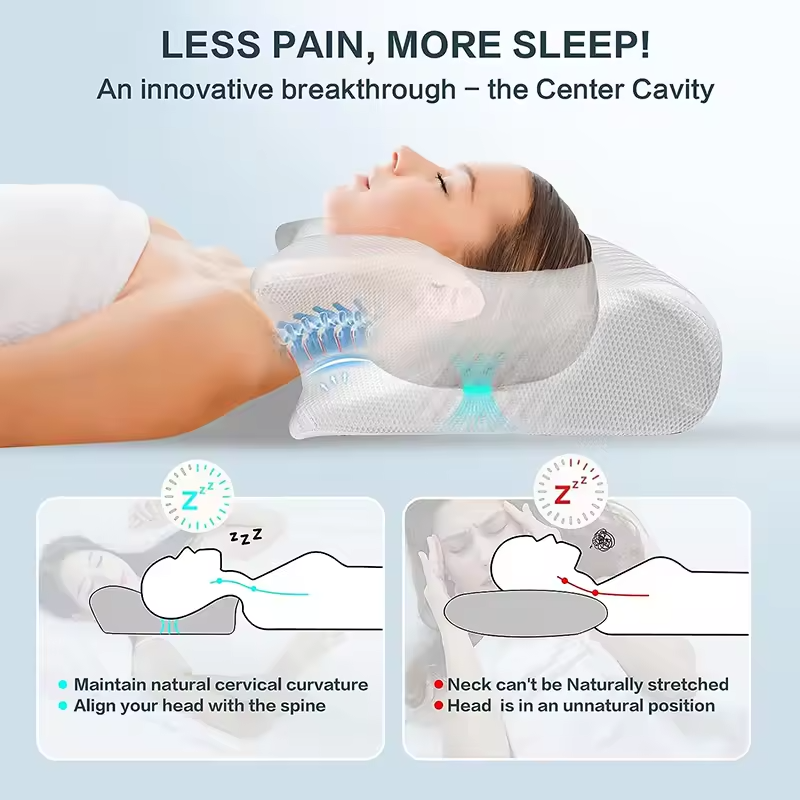 Skuggor Dual Function Memory Foam Cervical Pillow for Adjustable Orthopedic Neck Support