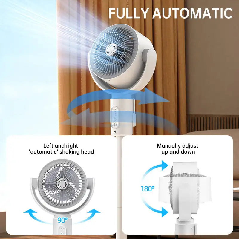 ZephyrWave 5-Speed Rechargeable Oscillating Fan Remote Timer
