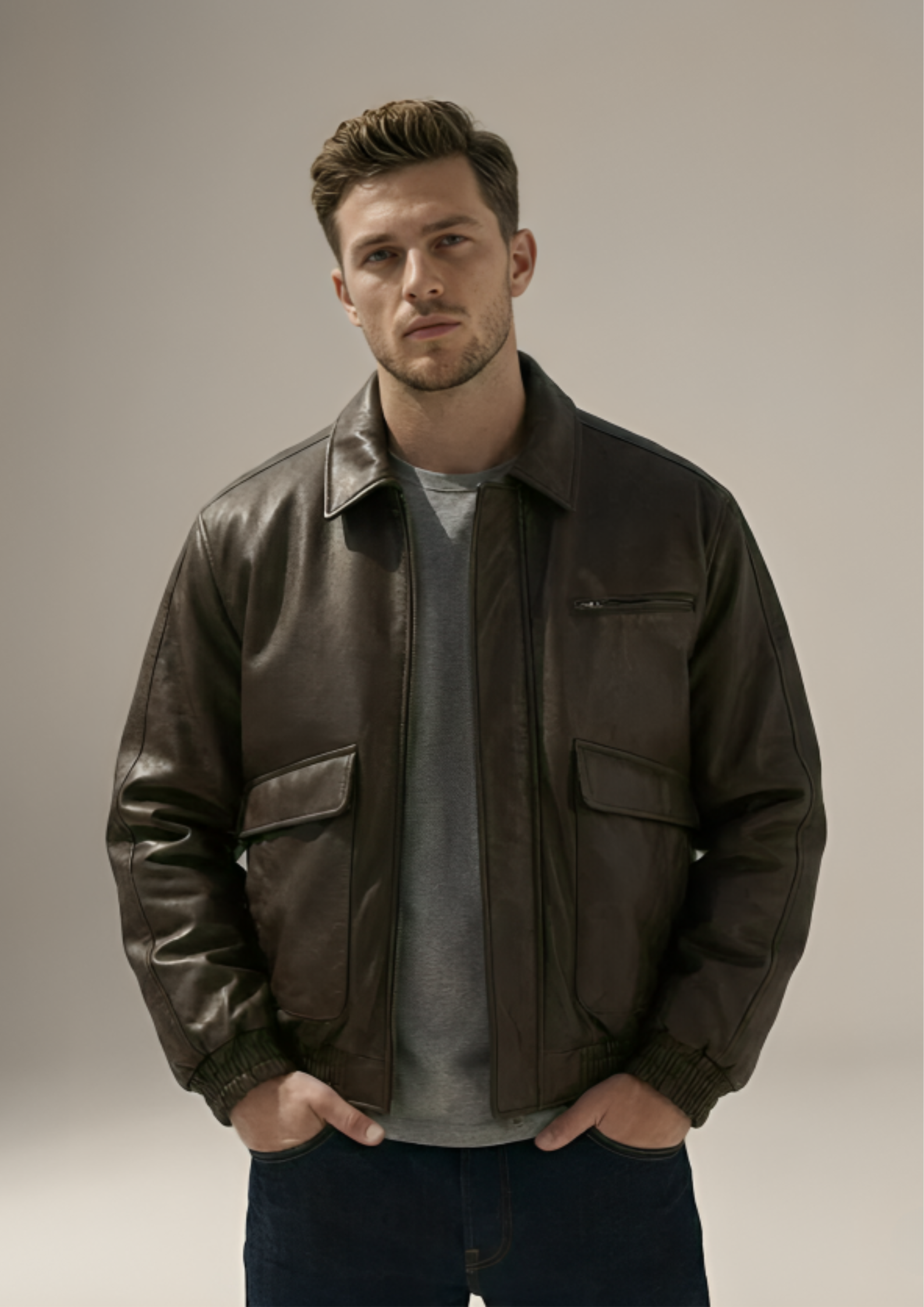 Urban Edge Faux Leather Bomber Jacket