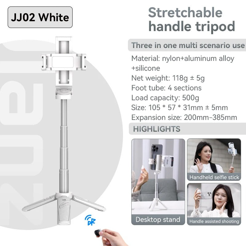 Skuggor Bluetooth Selfie Stick Tripod With 4-Section Telescoping Rotating Handle For Stable Shots