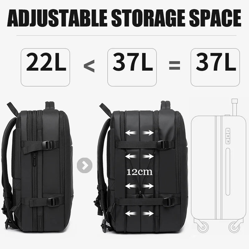 Skuggor Waterproof Travel Backpack With Expandable Capacity For Journeys