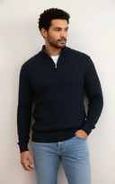 Men’s Half-Zip Cable Knit Sweater