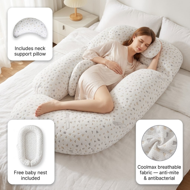 U-Shaped Pregnancy Pillow with Neck Support