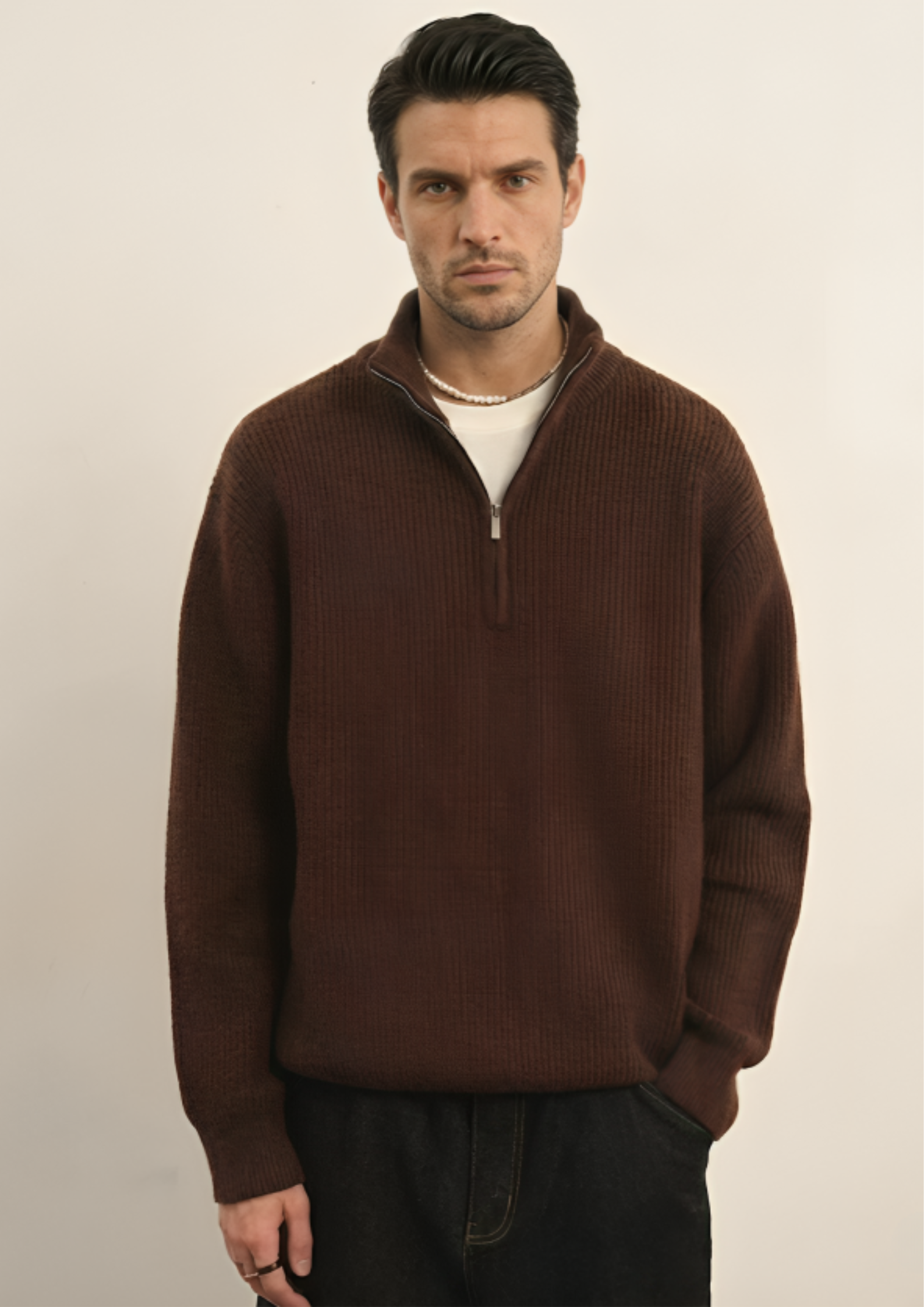 Wool-Blend Half-Zip Sweater