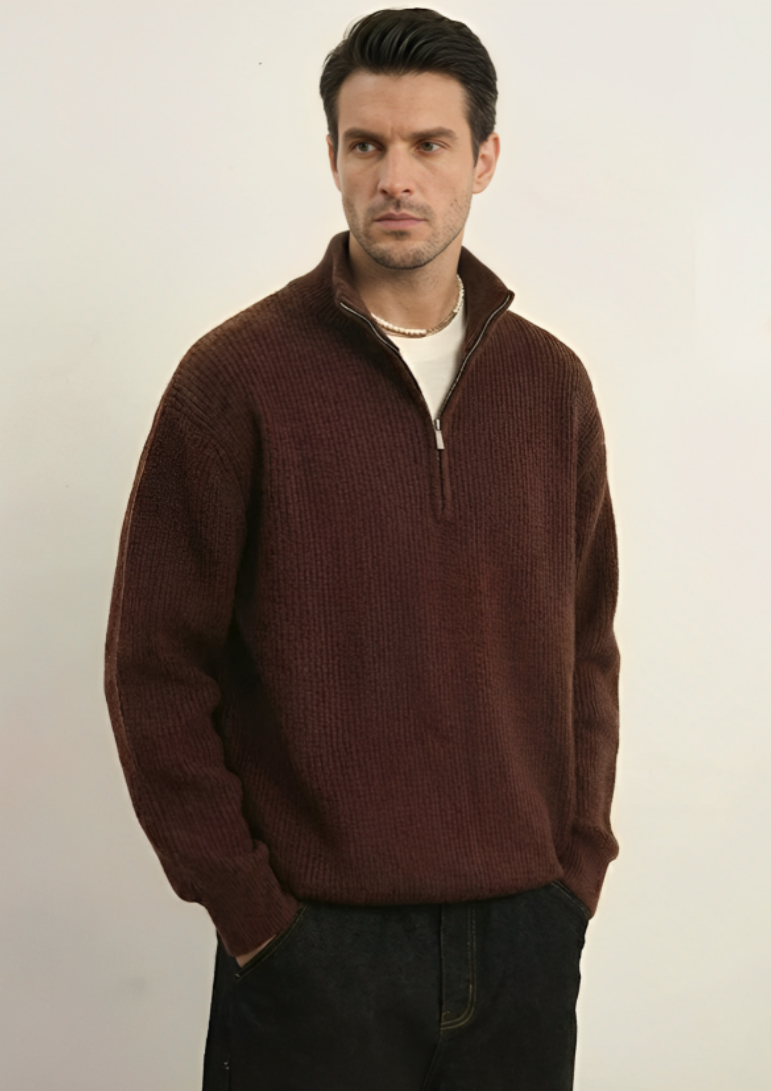 Wool-Blend Half-Zip Sweater