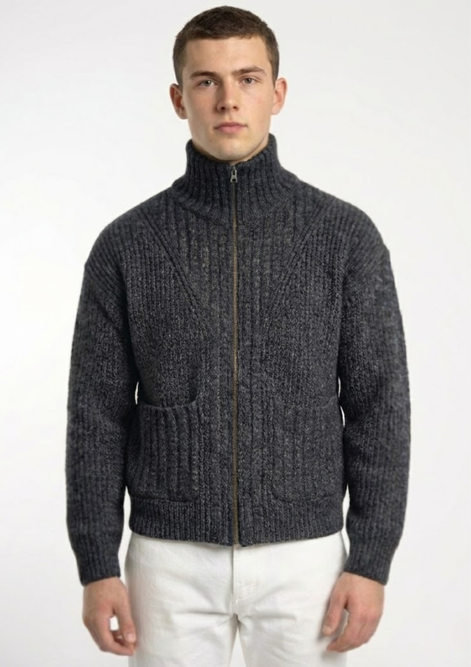 Heavy Ribbed Zip Cardigan