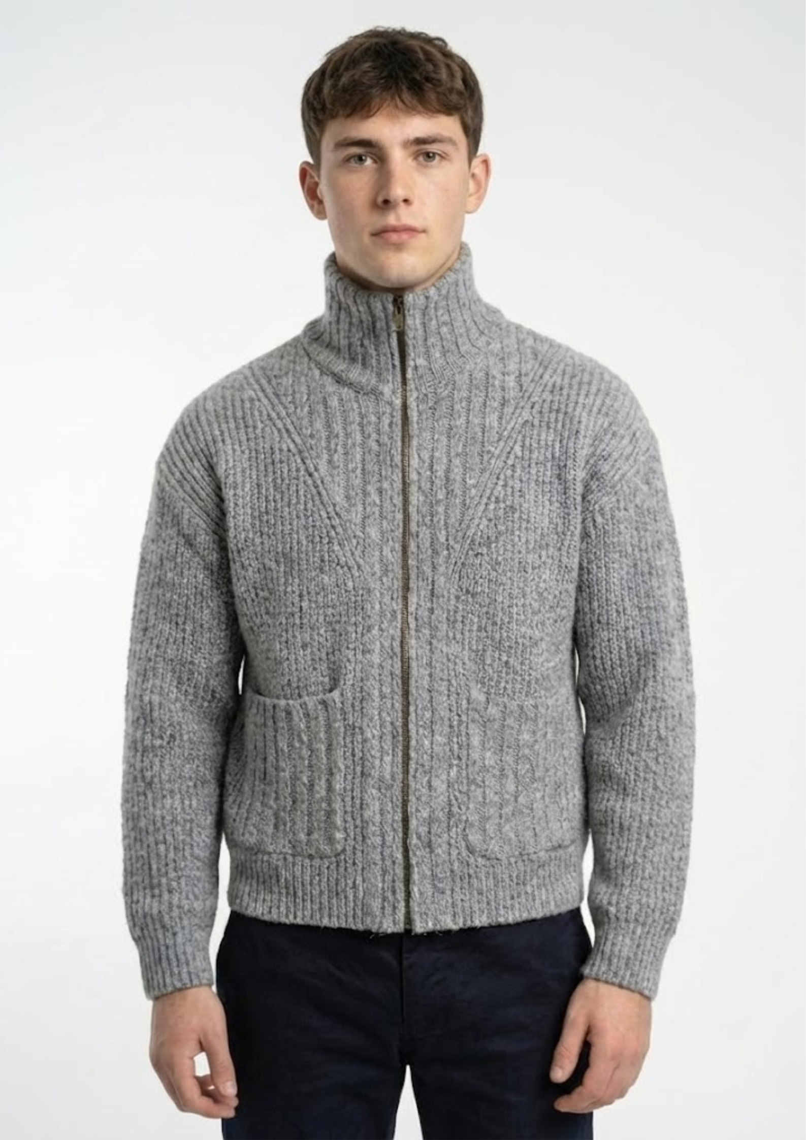 Heavy Ribbed Zip Cardigan