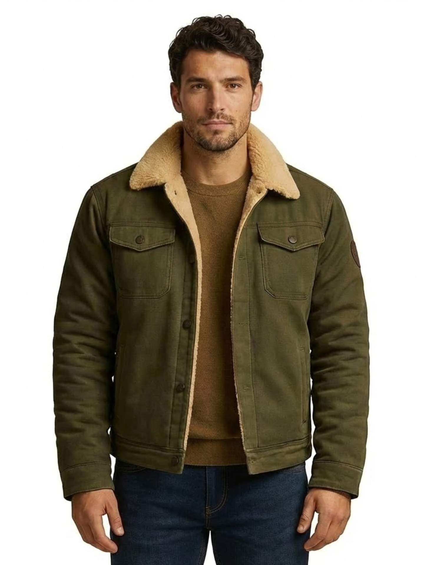 Men's Sherpa-Lined Bomber Jacket